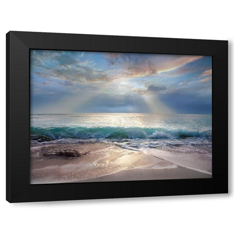 Aqua Blue Morning Black Modern Wood Framed Art Print by Calascibetta, Mike