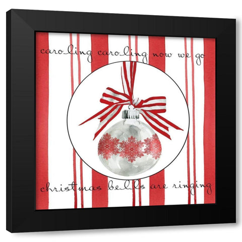 Candy Cane Christmas II Black Modern Wood Framed Art Print with Double Matting by Robinson, Carol