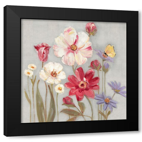 Papillion Garden Black Modern Wood Framed Art Print with Double Matting by Swatland, Sally