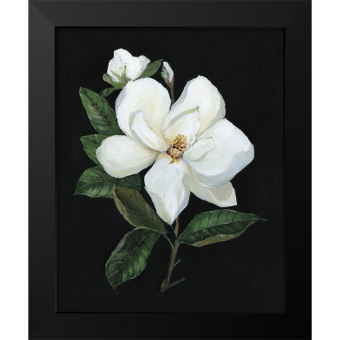 Midnight Magnolia Black Modern Wood Framed Art Print by Swatland, Sally