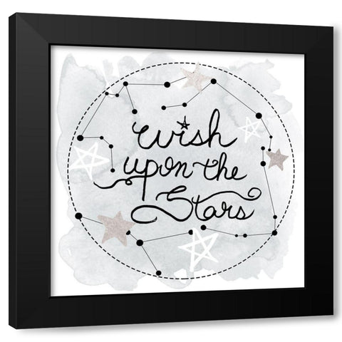 Wish Upon the Stars Black Modern Wood Framed Art Print with Double Matting by Santiago, Daniela