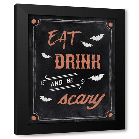 Be Scary Black Modern Wood Framed Art Print by Carpentieri, Natalie