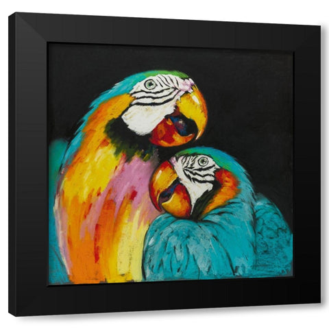 Playful Parrot Black Modern Wood Framed Art Print with Double Matting by Orme, E. Anthony