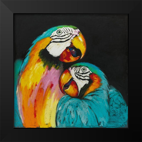 Playful Parrot Black Modern Wood Framed Art Print by Orme, E. Anthony