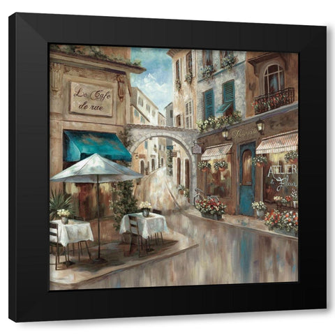 Provence Cafe I Black Modern Wood Framed Art Print with Double Matting by Nan