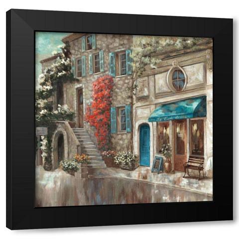 Provence Cafe II Black Modern Wood Framed Art Print with Double Matting by Nan