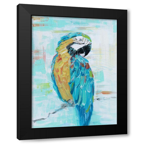 Island Parrot I Black Modern Wood Framed Art Print by Swatland, Sally