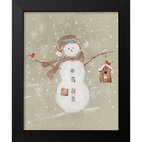 Linen Snowman I Black Modern Wood Framed Art Print by Swatland, Sally