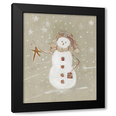 Linen Snowman II Black Modern Wood Framed Art Print with Double Matting by Swatland, Sally