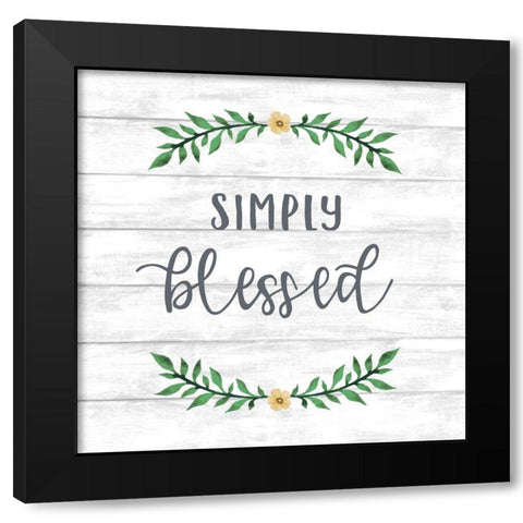 Simply Blessed Wreath Black Modern Wood Framed Art Print with Double Matting by Knutsen, Conrad