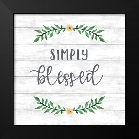 Simply Blessed Wreath Black Modern Wood Framed Art Print by Knutsen, Conrad