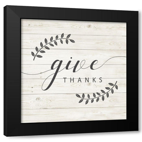 Give Thanks Black Modern Wood Framed Art Print by Murray, Amanda