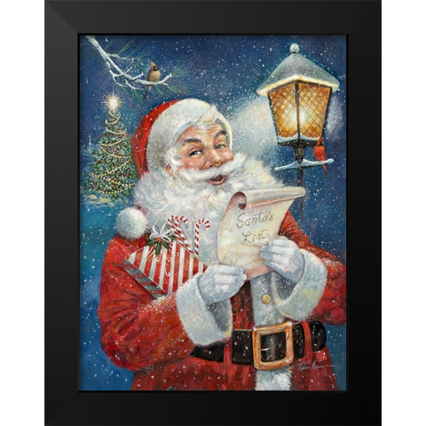 Santas List Black Modern Wood Framed Art Print by Manning, Ruane