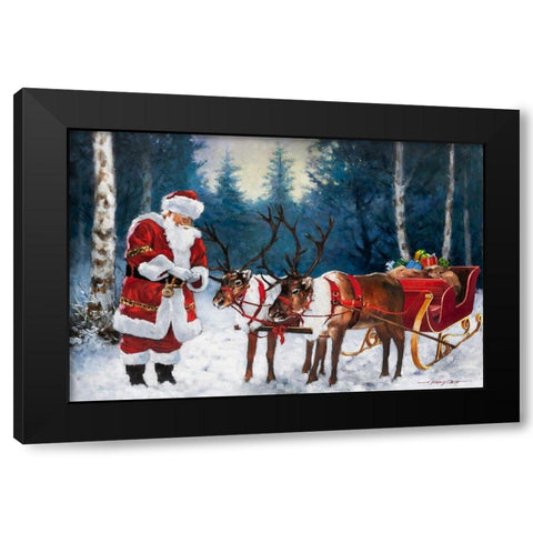 Santa Prepping the Team Black Modern Wood Framed Art Print with Double Matting by Orme, E. Anthony