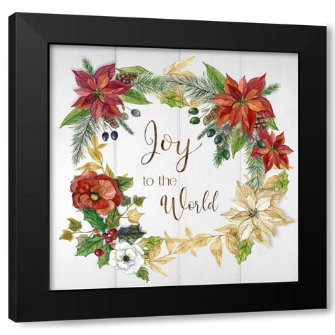 Poinsettia Joy Black Modern Wood Framed Art Print by Robinson, Carol