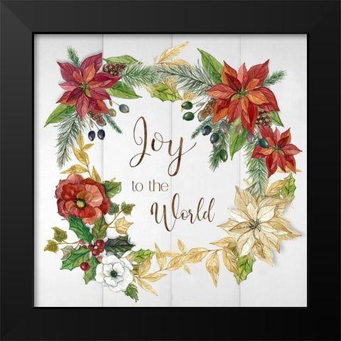 Poinsettia Joy Black Modern Wood Framed Art Print by Robinson, Carol
