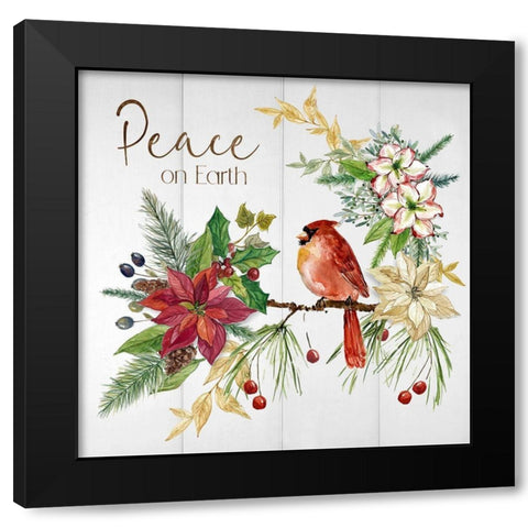 Poinsettia Peace Black Modern Wood Framed Art Print by Robinson, Carol