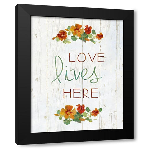 Love Lives Here Black Modern Wood Framed Art Print with Double Matting by Swatland, Sally