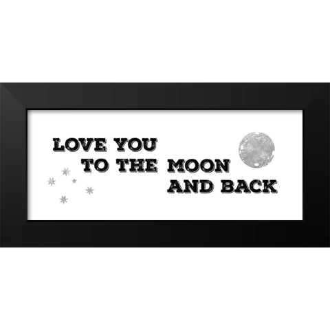 To the Moon and Back Black Modern Wood Framed Art Print by CAD Designs