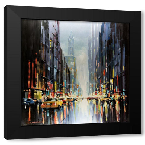City Lights Black Modern Wood Framed Art Print by Orme, E. Anthony