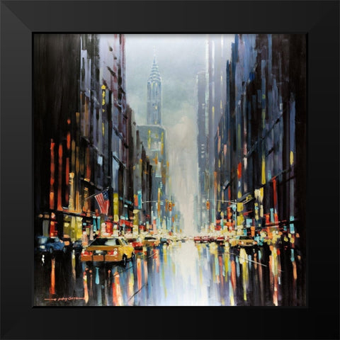 City Lights Black Modern Wood Framed Art Print by Orme, E. Anthony