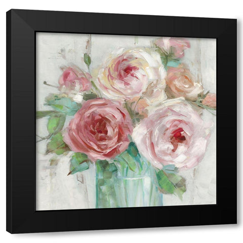 Cottage Bouquet Black Modern Wood Framed Art Print by Swatland, Sally