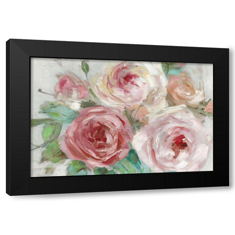 Cottage Blooms Black Modern Wood Framed Art Print by Swatland, Sally