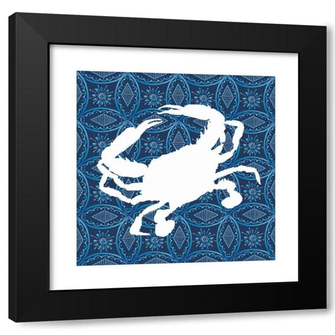 Sea Patterned Crab Black Modern Wood Framed Art Print by Robinson, Carol