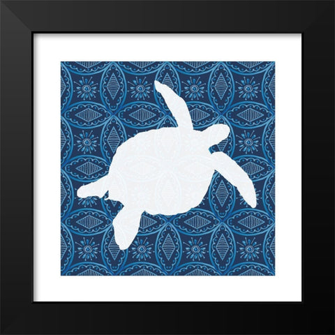 Sea Patterned Turtle Black Modern Wood Framed Art Print by Robinson, Carol
