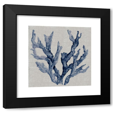 Linen Sea Coral IV Black Modern Wood Framed Art Print by Robinson, Carol