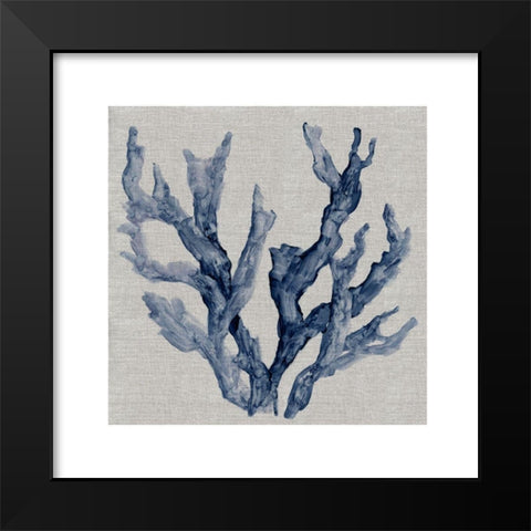 Linen Sea Coral IV Black Modern Wood Framed Art Print by Robinson, Carol