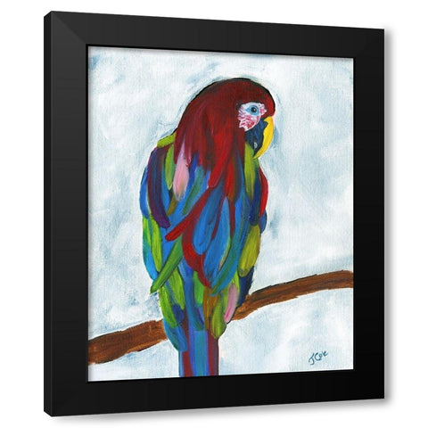 Tropical Parrot Black Modern Wood Framed Art Print with Double Matting by Cole, Jan
