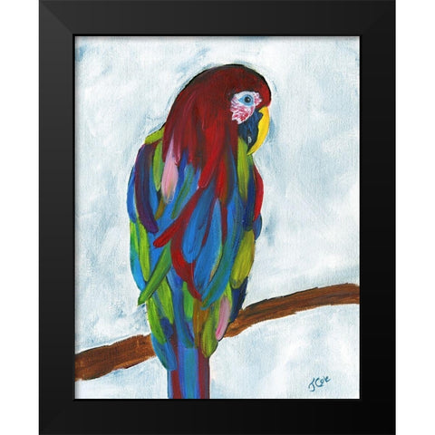Tropical Parrot Black Modern Wood Framed Art Print by Cole, Jan