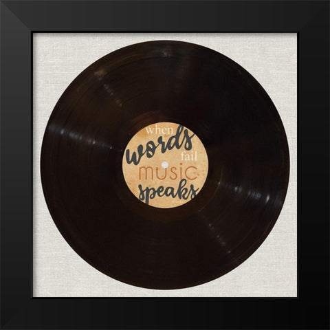 Music Speaks Black Modern Wood Framed Art Print by Craven, Katrina