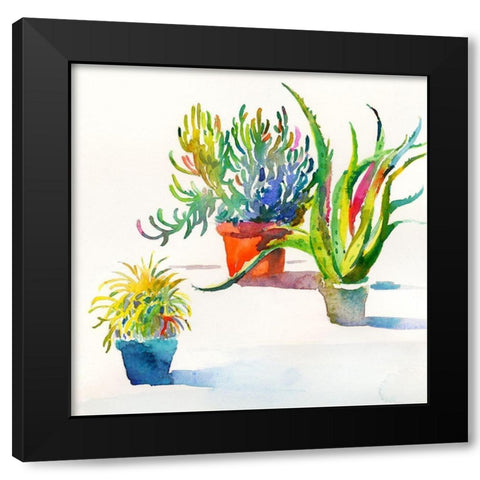 Succulent Trio II Black Modern Wood Framed Art Print by Troise Heidel, Theresa