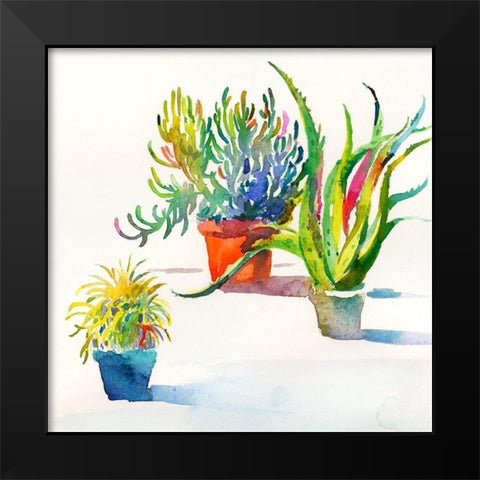 Succulent Trio II Black Modern Wood Framed Art Print by Troise Heidel, Theresa