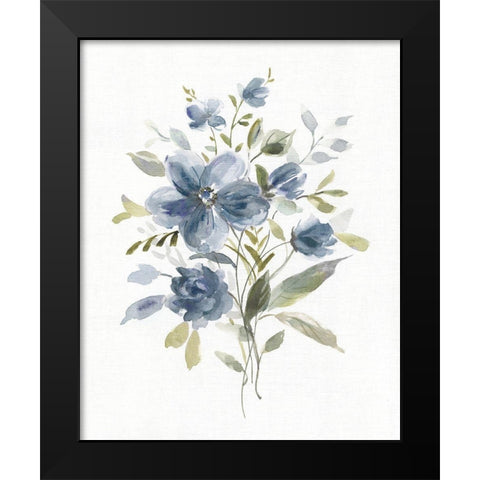 Linen Botanical Navy II Black Modern Wood Framed Art Print by Robinson, Carol