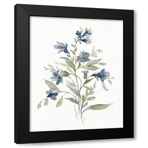 Linen Botanical Navy III Black Modern Wood Framed Art Print by Robinson, Carol