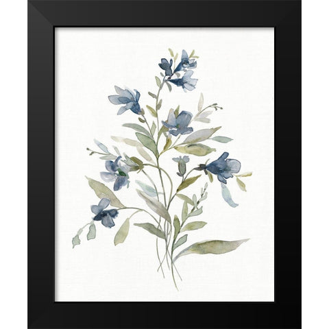 Linen Botanical Navy III Black Modern Wood Framed Art Print by Robinson, Carol