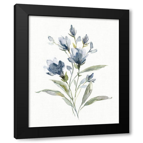 Linen Botanical Navy IV Black Modern Wood Framed Art Print by Robinson, Carol