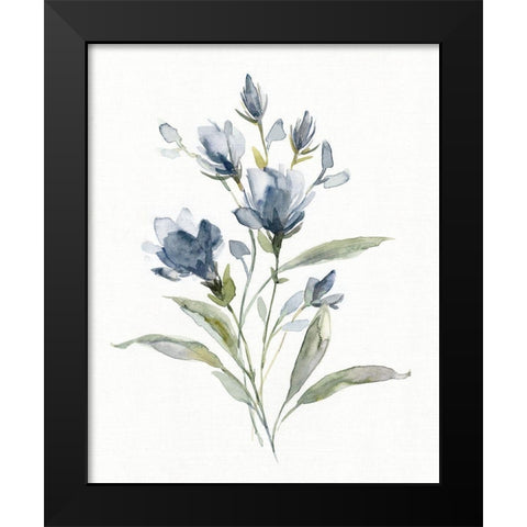 Linen Botanical Navy IV Black Modern Wood Framed Art Print by Robinson, Carol