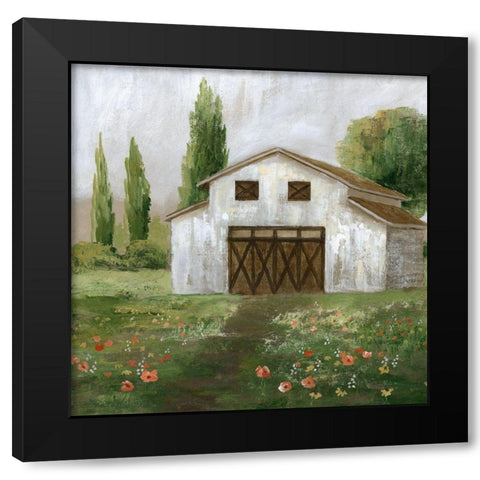 Country Barn II Black Modern Wood Framed Art Print with Double Matting by Nan