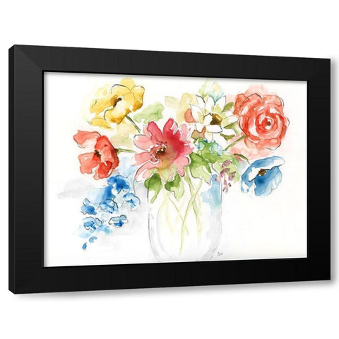 Spring Joy Black Modern Wood Framed Art Print by Nan