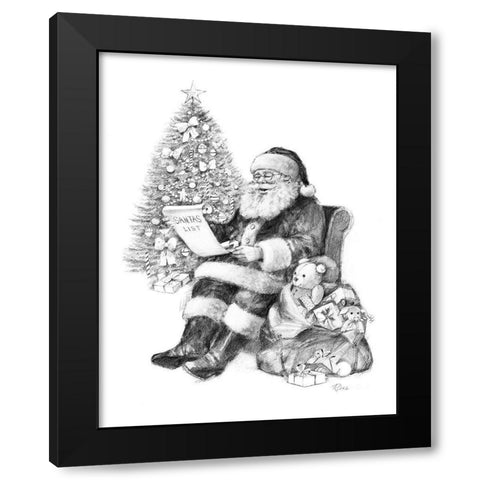 Santas List Black Modern Wood Framed Art Print by Manning, Ruane