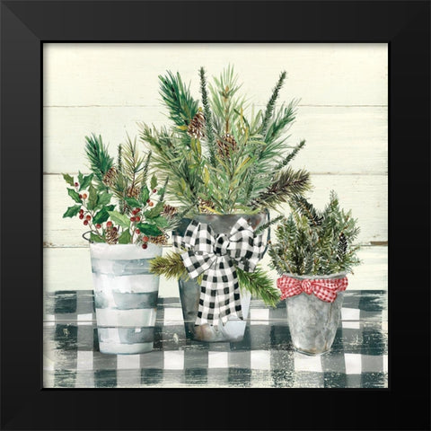 Christmas Gingham I Black Modern Wood Framed Art Print by Robinson, Carol