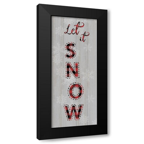 Let it Snow Black Modern Wood Framed Art Print with Double Matting by CAD Designs
