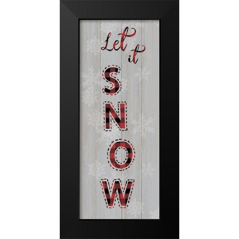 Let it Snow Black Modern Wood Framed Art Print by CAD Designs