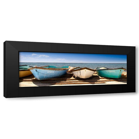Breakwater Boats Black Modern Wood Framed Art Print by Karlsson, Per