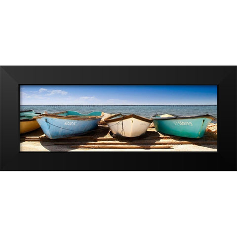 Breakwater Boats Black Modern Wood Framed Art Print by Karlsson, Per