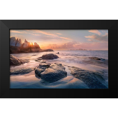 Champagne Bay Black Modern Wood Framed Art Print by Calascibetta, Mike